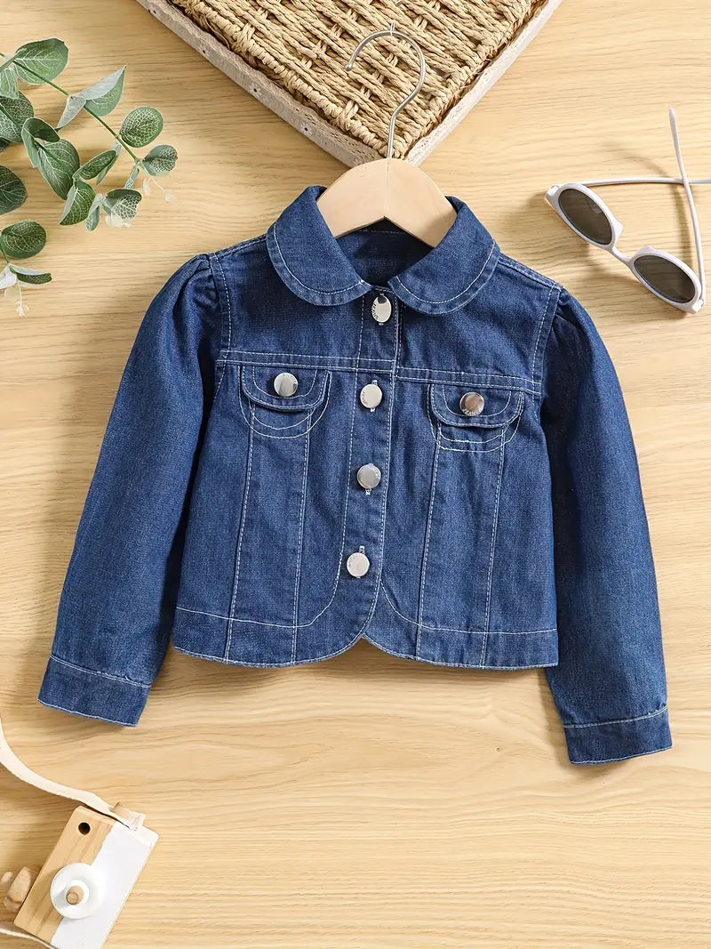 Doll Collar Cardigan Jean Jacket