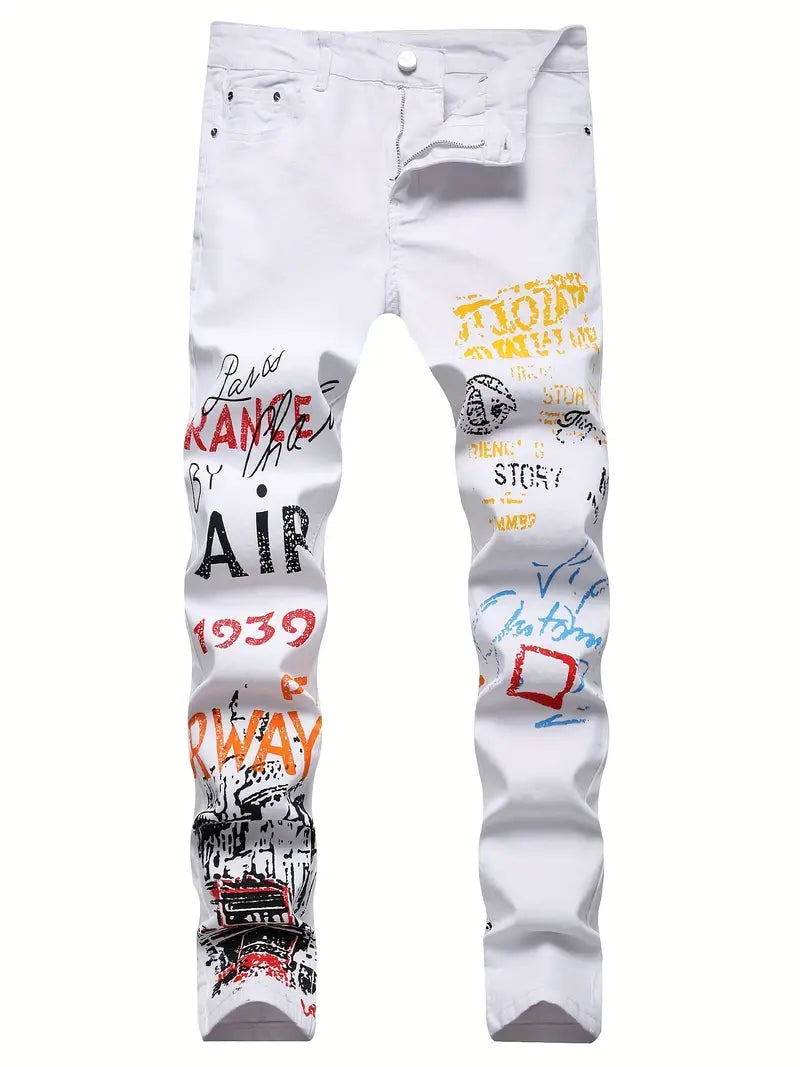 Boys White Graffiti Jeans