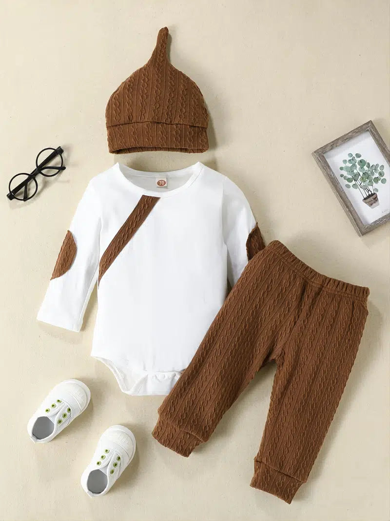 3PC Brown Sweater Pants Set