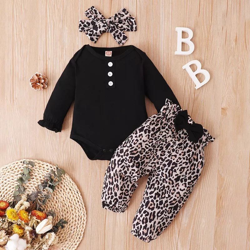 3 PC Black and Leopard Set