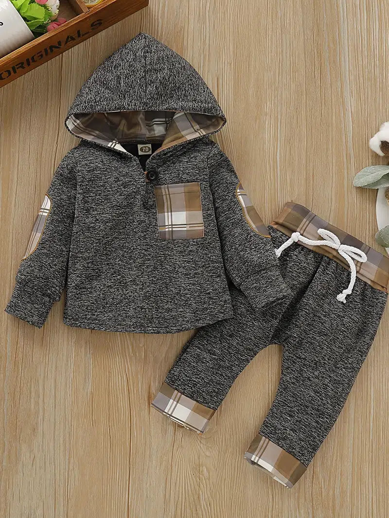 Boys Gray and Plaid Jogger