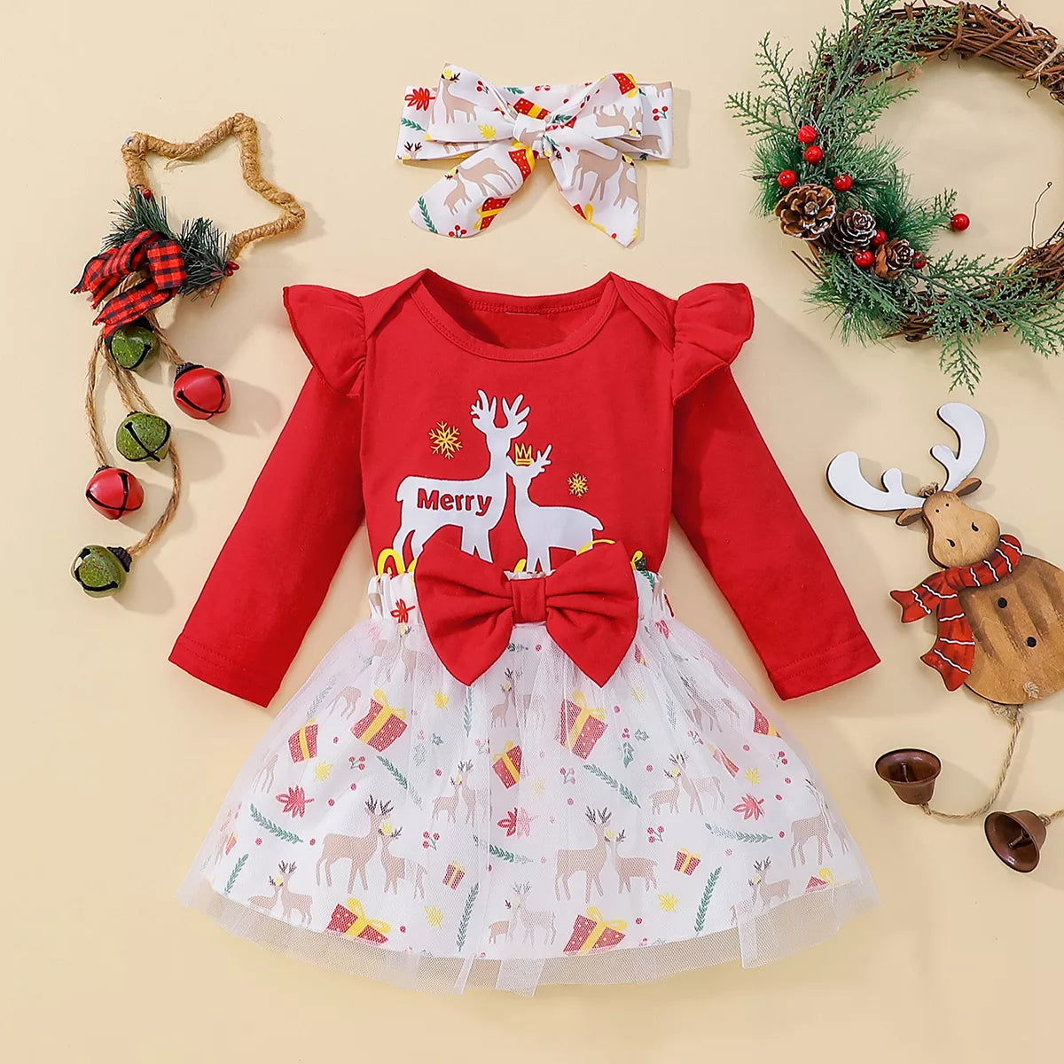 Christmas 2PC Bodysuit and skirt