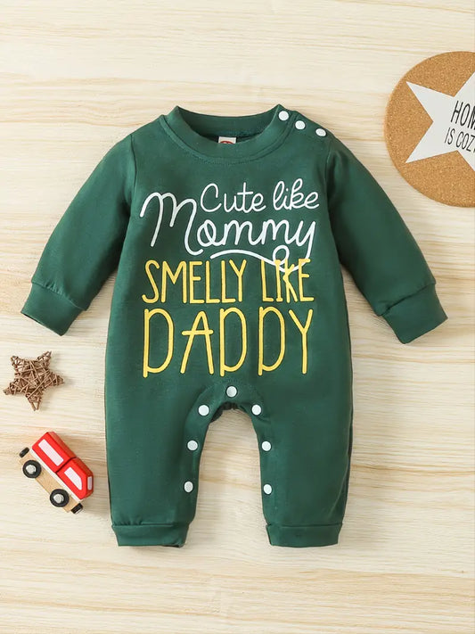 Cute Like Mommy Smelly Like Daddy Green Bodysuit