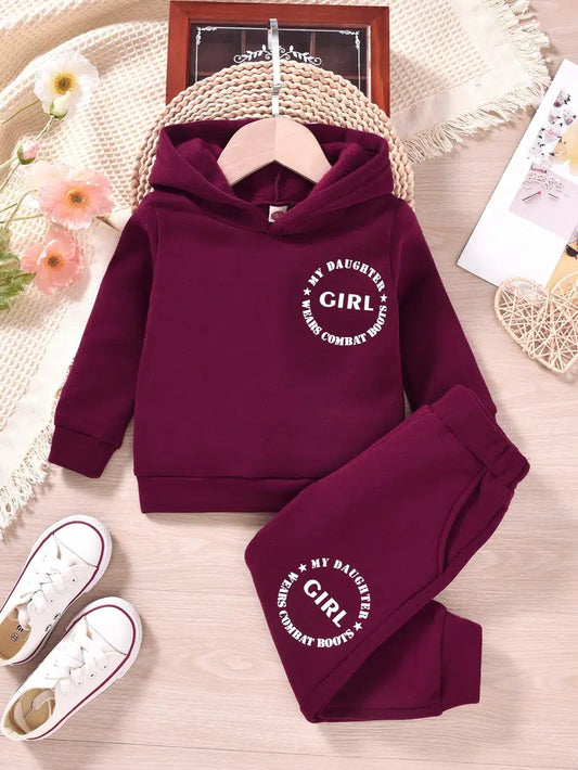 Girl's Burgundy Sweatsuit