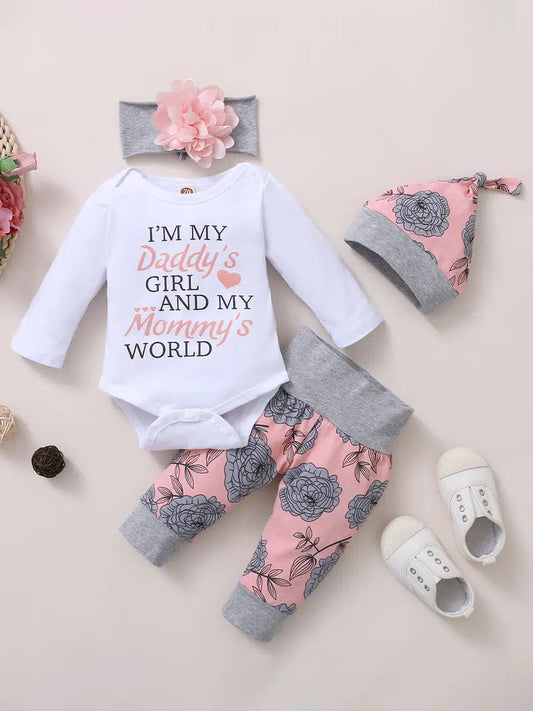 Infant Baby Romper, Pants and Headband