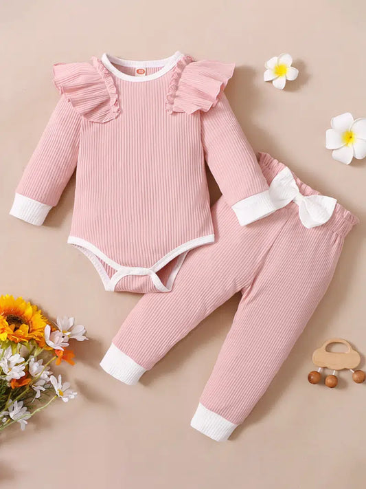 2 PC Ruffle Bodysuit and Pants Set