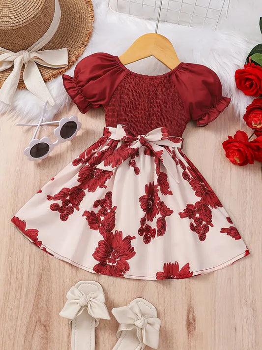 Red Wine Flower Dress