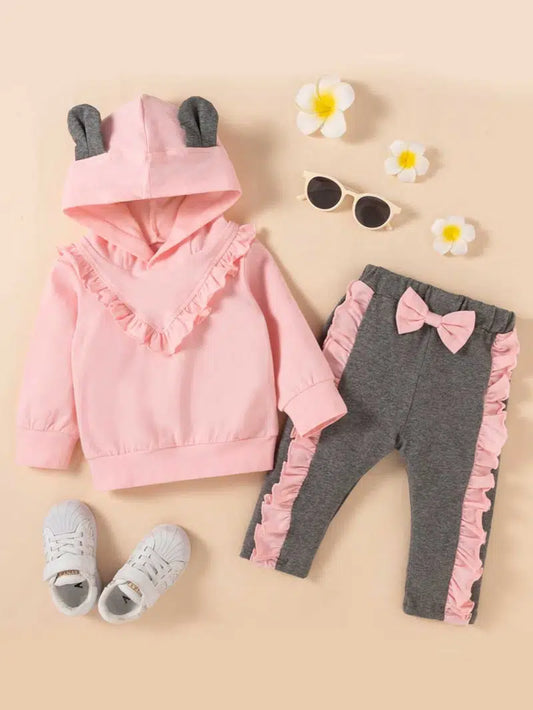 Ruffled Pink and Gray Jogger