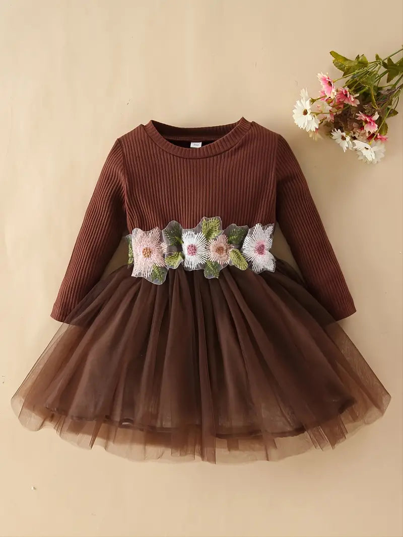 Brown Dress with Flowers