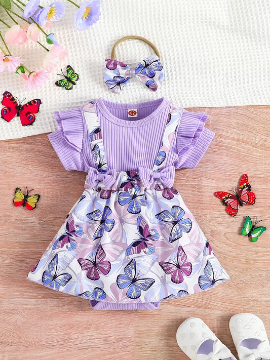 Purple Butterfly Romper with Matching Headband