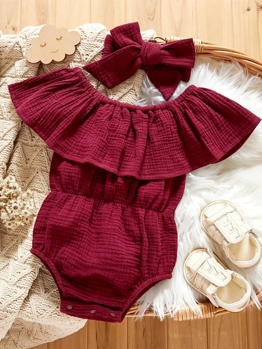 Ruffled  Romper with Headband