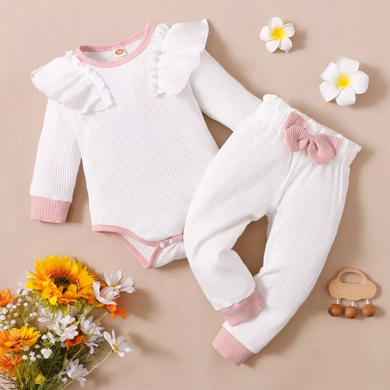 2 PC Ruffle Bodysuit and Pants Set